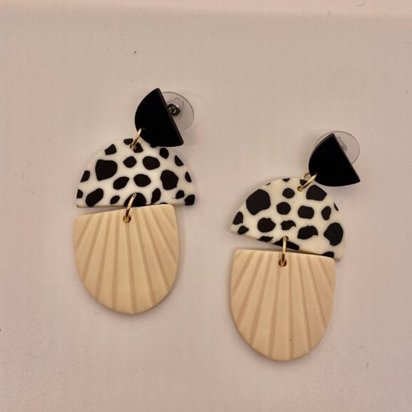 ⭐️✨✨FREE Clay Polka Dot Boho Peasant Hipster Shell Hippie Art Deco Farm Earrings - Picture 6 of 8